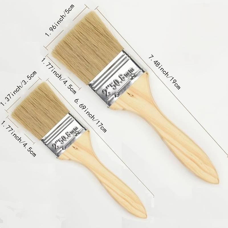 2pcs Paint Brushes, Treated Wood Handle, Professional Paint Brushes Set,  Trim Paint Brush, Stain Brush